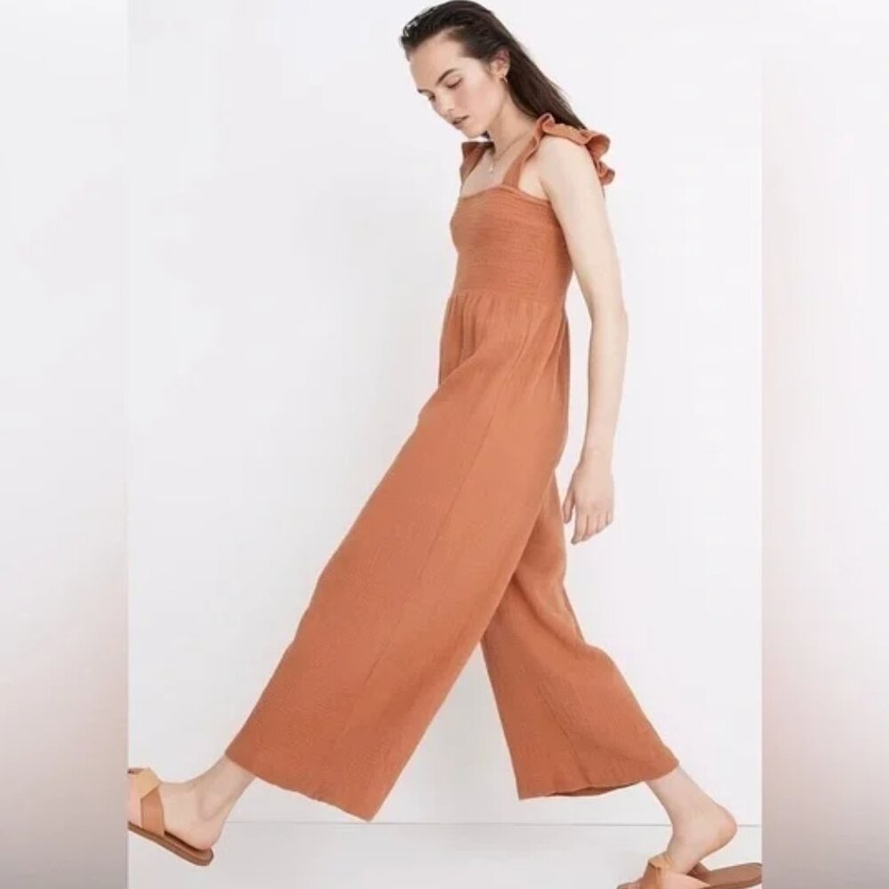 Madewell Orange Lucie Flutter Sleeve Jumpsuit